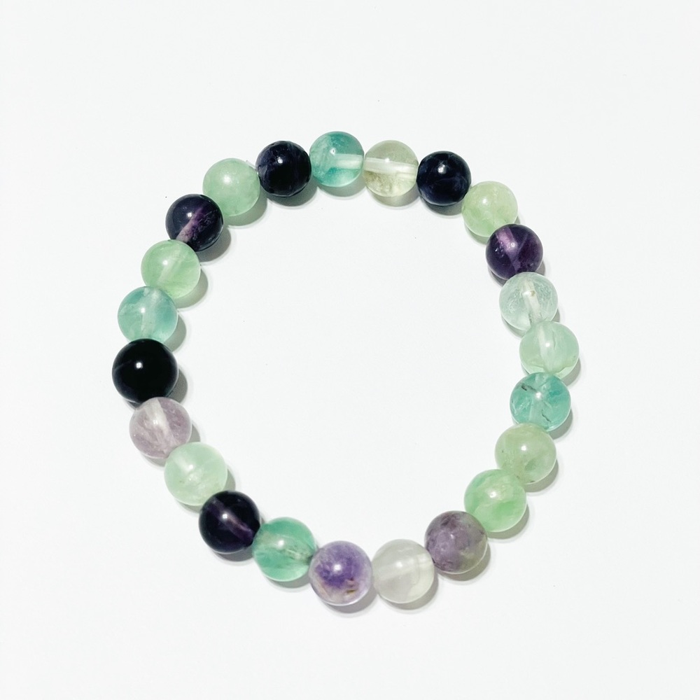 Natural Stone Fluorite Crystal 8mm Stretchy Healing Bracelet